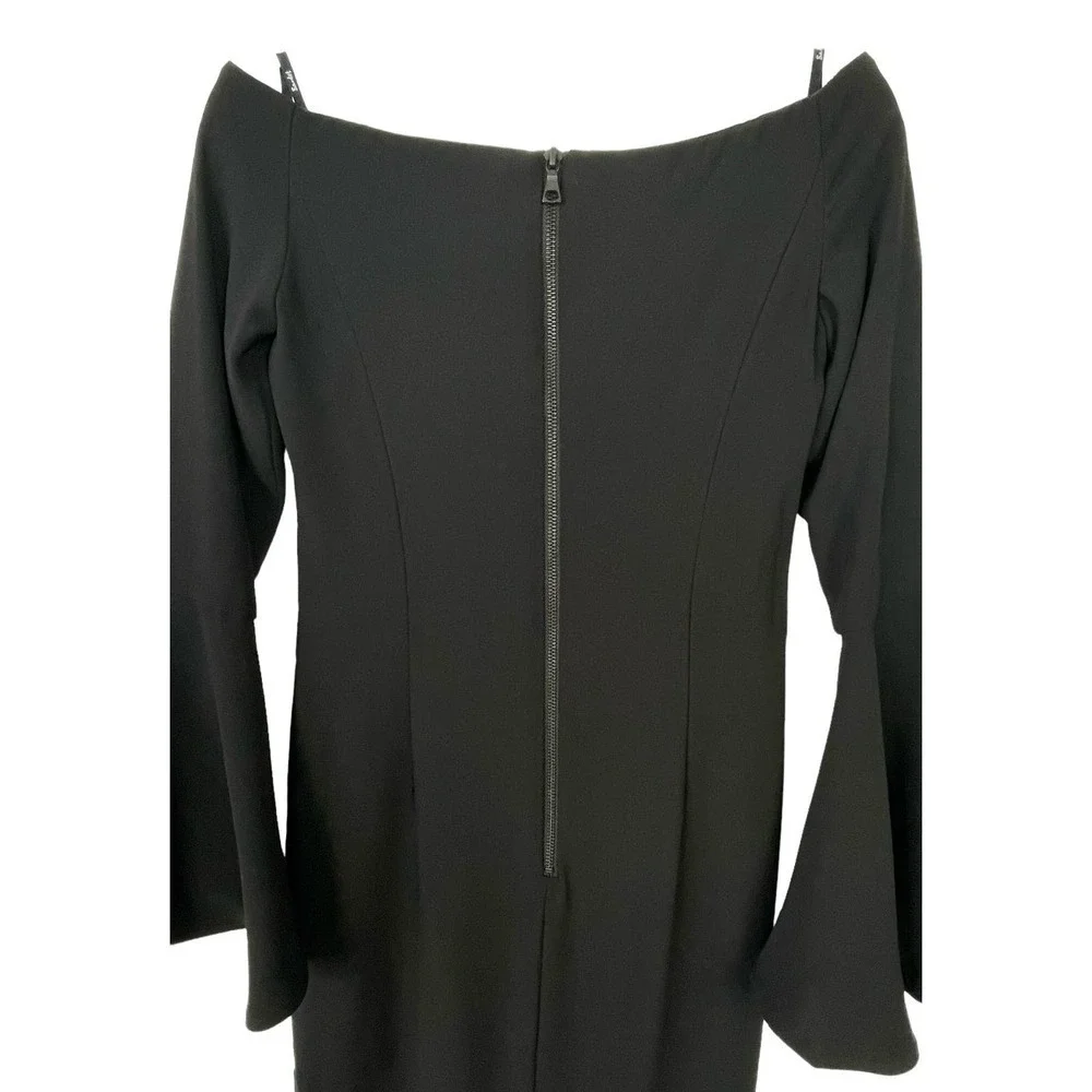 Bardot Arabella Bodycon Flounce Sleeve Black Dress US 4 Cocktail Wedding Party - Picture 9 of 10